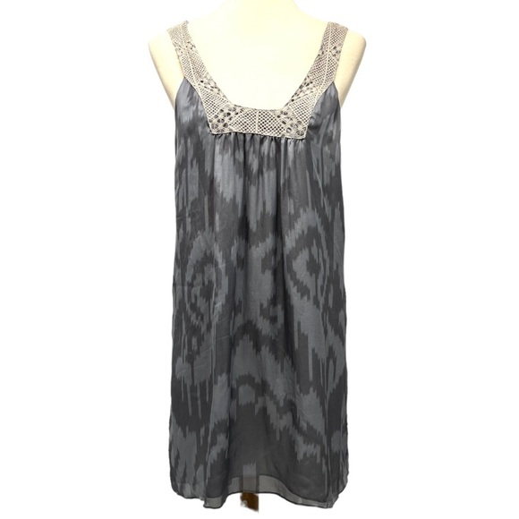 Jenni Kayne Silk Gray Print Square Neck Open Back Dress Womens 8 - Picture 9 of 11